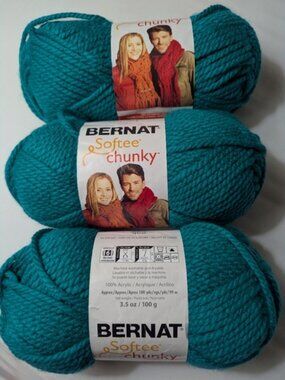 Bernat Softee Chunky Emerald Yarn - 3 X 100g/3.5oz - Acrylic NEW